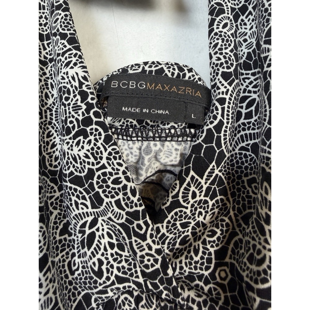 BCBGMaxazria Womens Halter Spring/Summer Dress Stretch Floral Black/White Size L - Picture 9 of 16